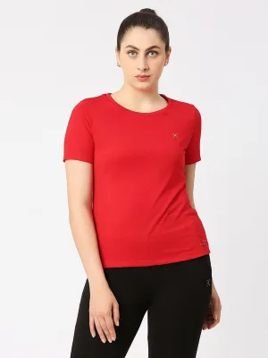 Women Red Solid Top - Crescent Crew-CR