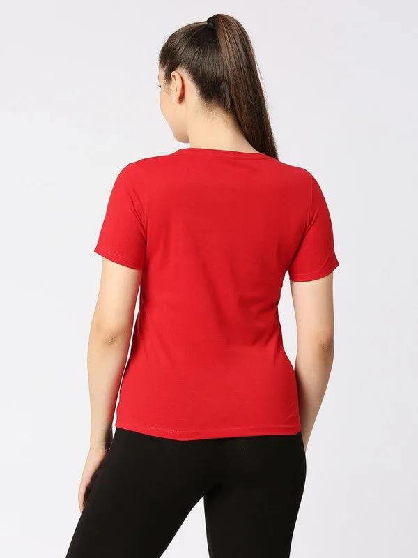 Women Red Solid Top - Crescent Crew-CR