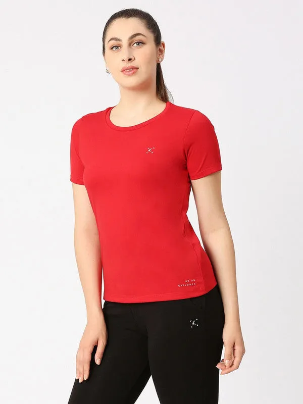 Women Red Solid Top - Crescent Crew-CR