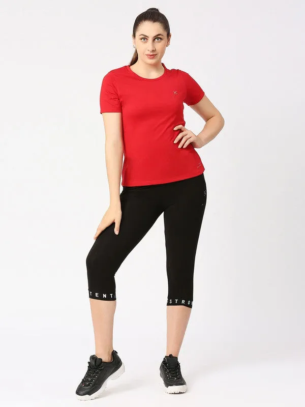 Women Red Solid Top - Crescent Crew-CR