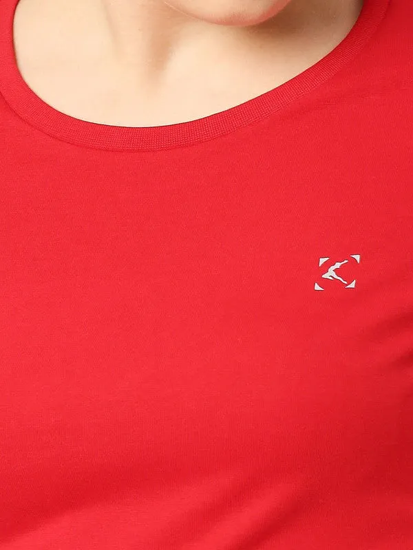 Women Red Solid Top - Crescent Crew-CR