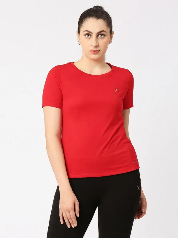 Women Red Solid Top - Crescent Crew-CR