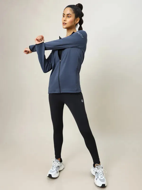 Women Solid Slim Fit Hooded Jacket with TECHNO WARM 
