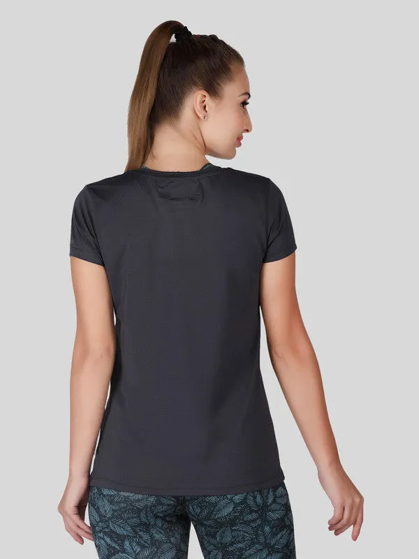 Women Steel Grey Solid Tops-WORKUP TEE-STG