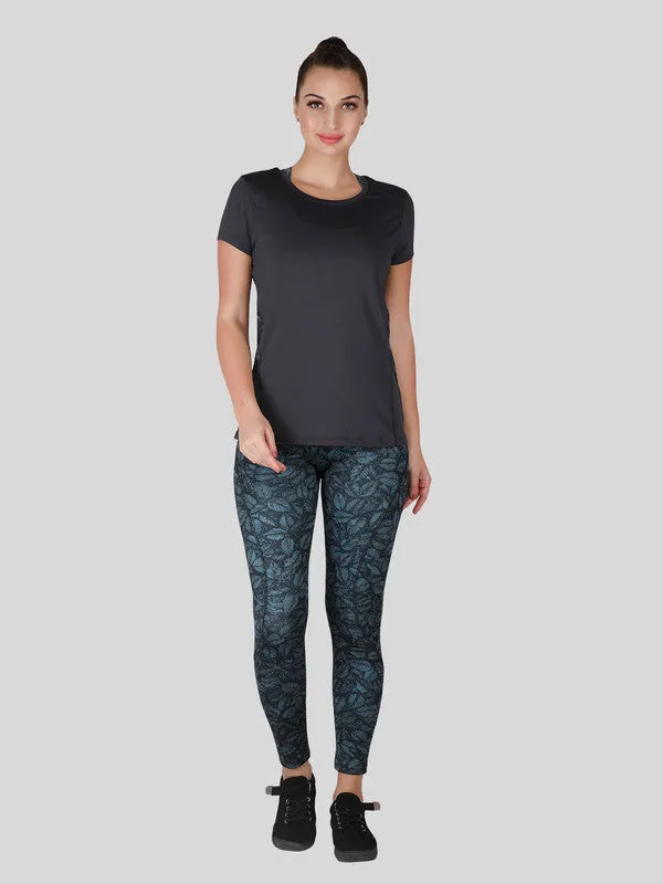 Women Steel Grey Solid Tops-WORKUP TEE-STG
