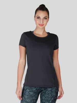 Women Steel Grey Solid Tops-WORKUP TEE-STG