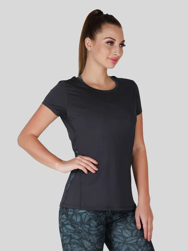 Women Steel Grey Solid Tops-WORKUP TEE-STG