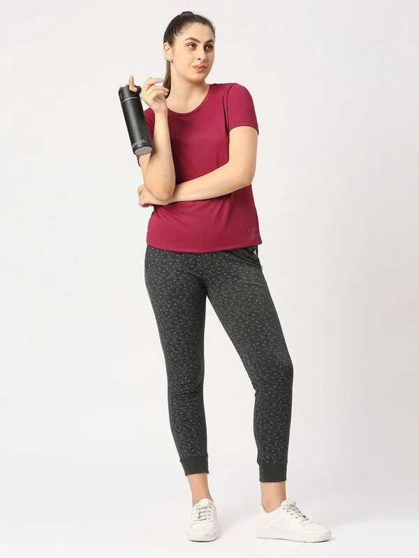 Women Wine Solid Regular Fit Sports T-Shirt - Ventura Tee-GP