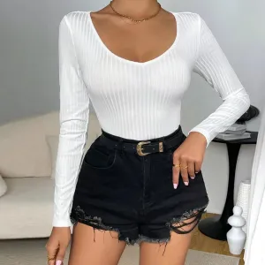 Women's Bodysuits Long Sleeve Bodysuits Casual Simple Style Streetwear Solid Color