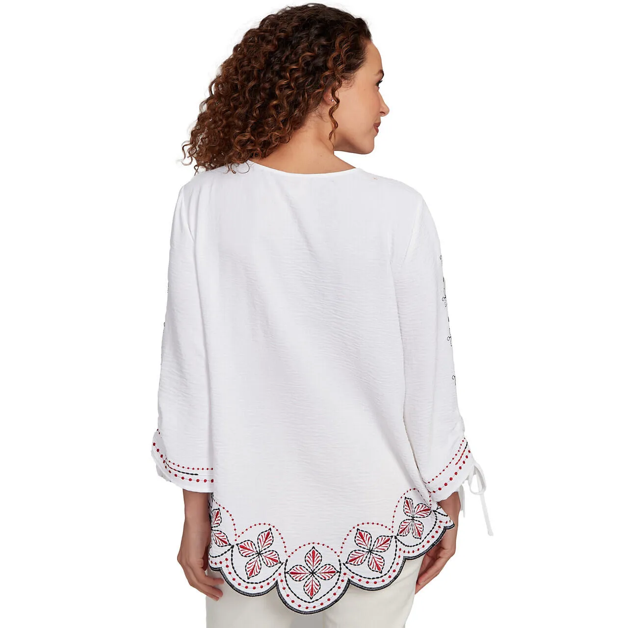 Women's Embroidered Bali Tie Sleeve Top - 40442