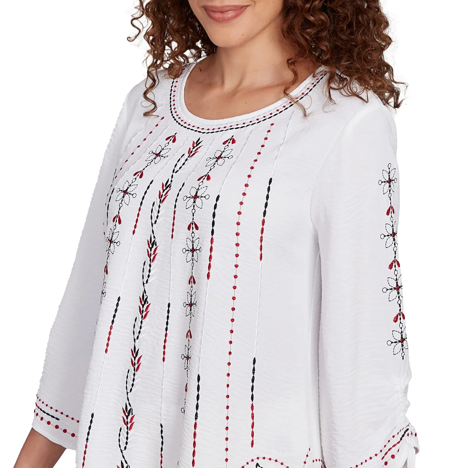 Women's Embroidered Bali Tie Sleeve Top - 40442