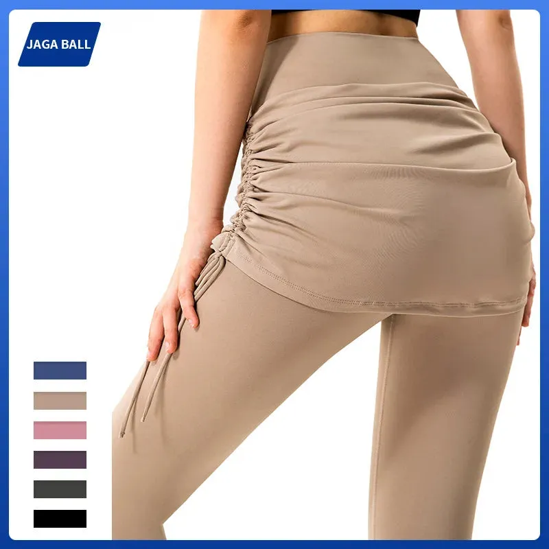 Women's High Waist Seamless Fake Two-Piece Sports Skirt and Pants