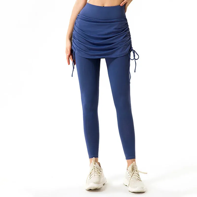 Women's High Waist Seamless Fake Two-Piece Sports Skirt and Pants