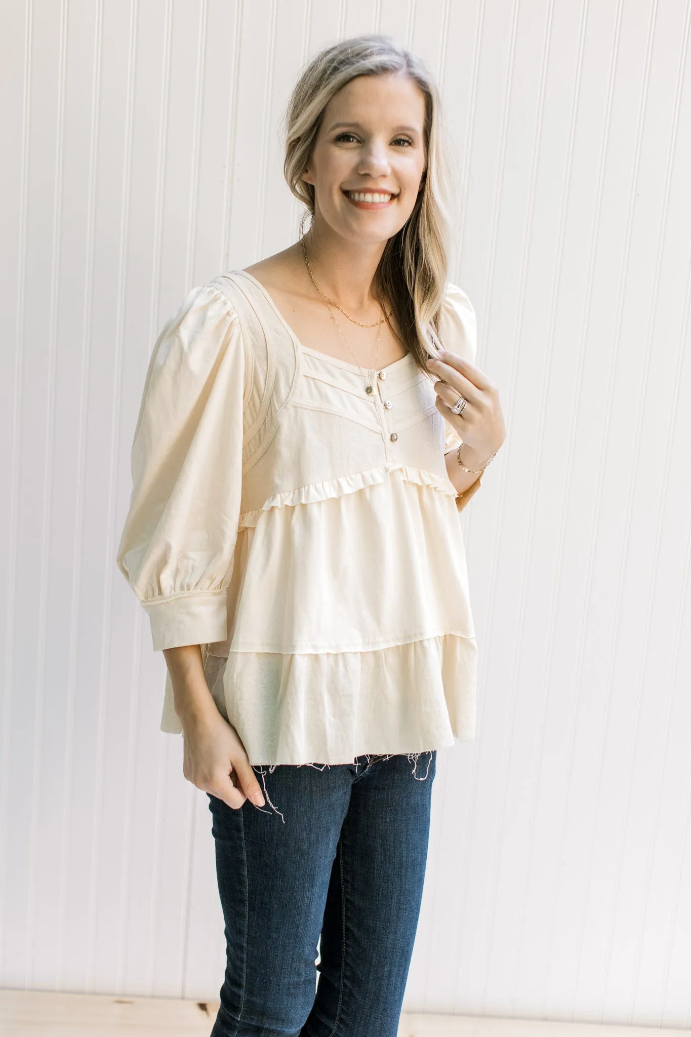 X Champagne Baby Doll Top