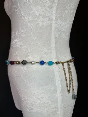 X-long Belt, Beaded Chain Belt, Multi colour Beads, FAB Design Belt, Handmade, Fashion Belt, Accessory, Swimwear, Teen Sizes, XXXXL sizes