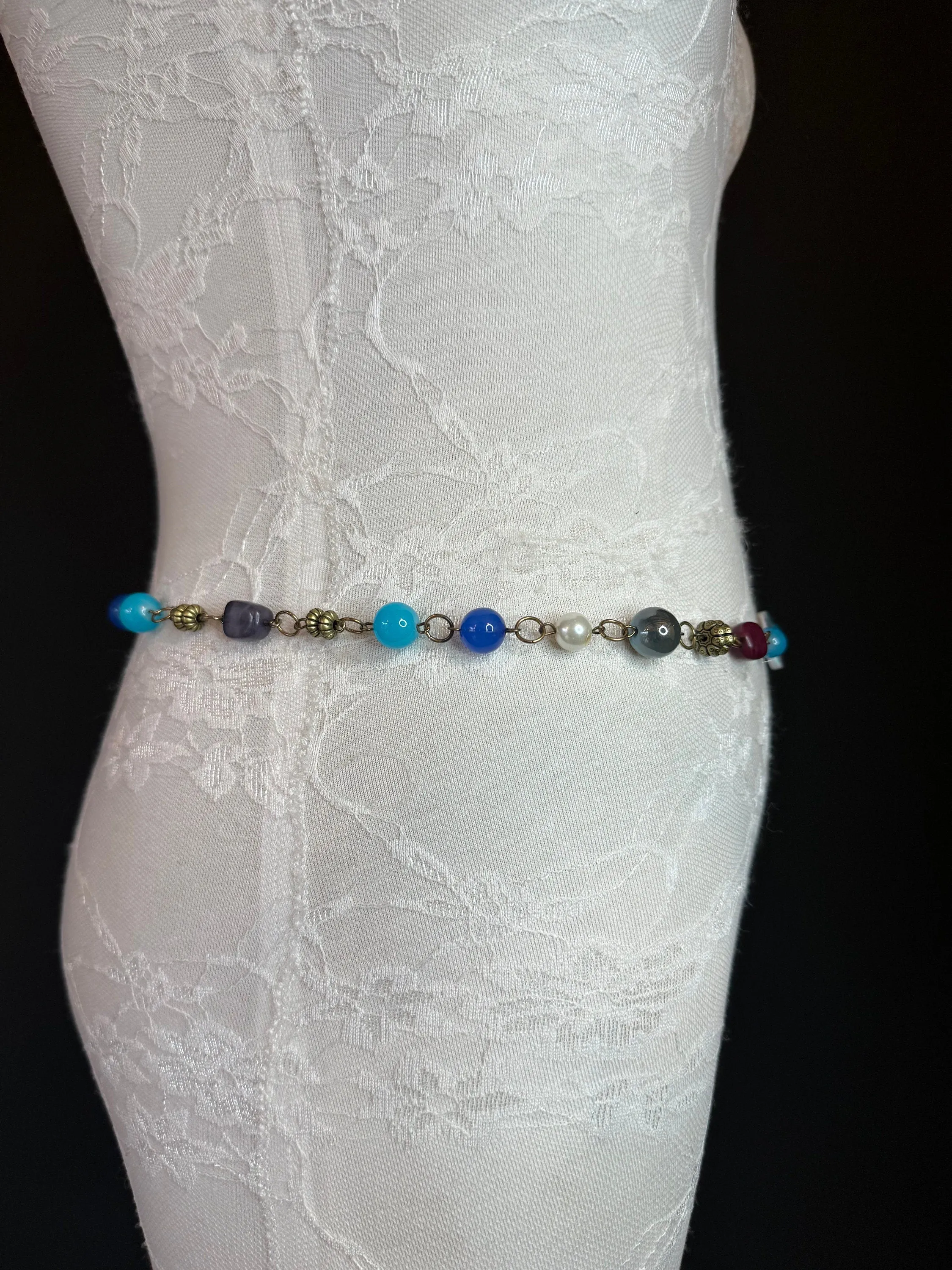 X-long Belt, Beaded Chain Belt, Multi colour Beads, FAB Design Belt, Handmade, Fashion Belt, Accessory, Swimwear, Teen Sizes, XXXXL sizes