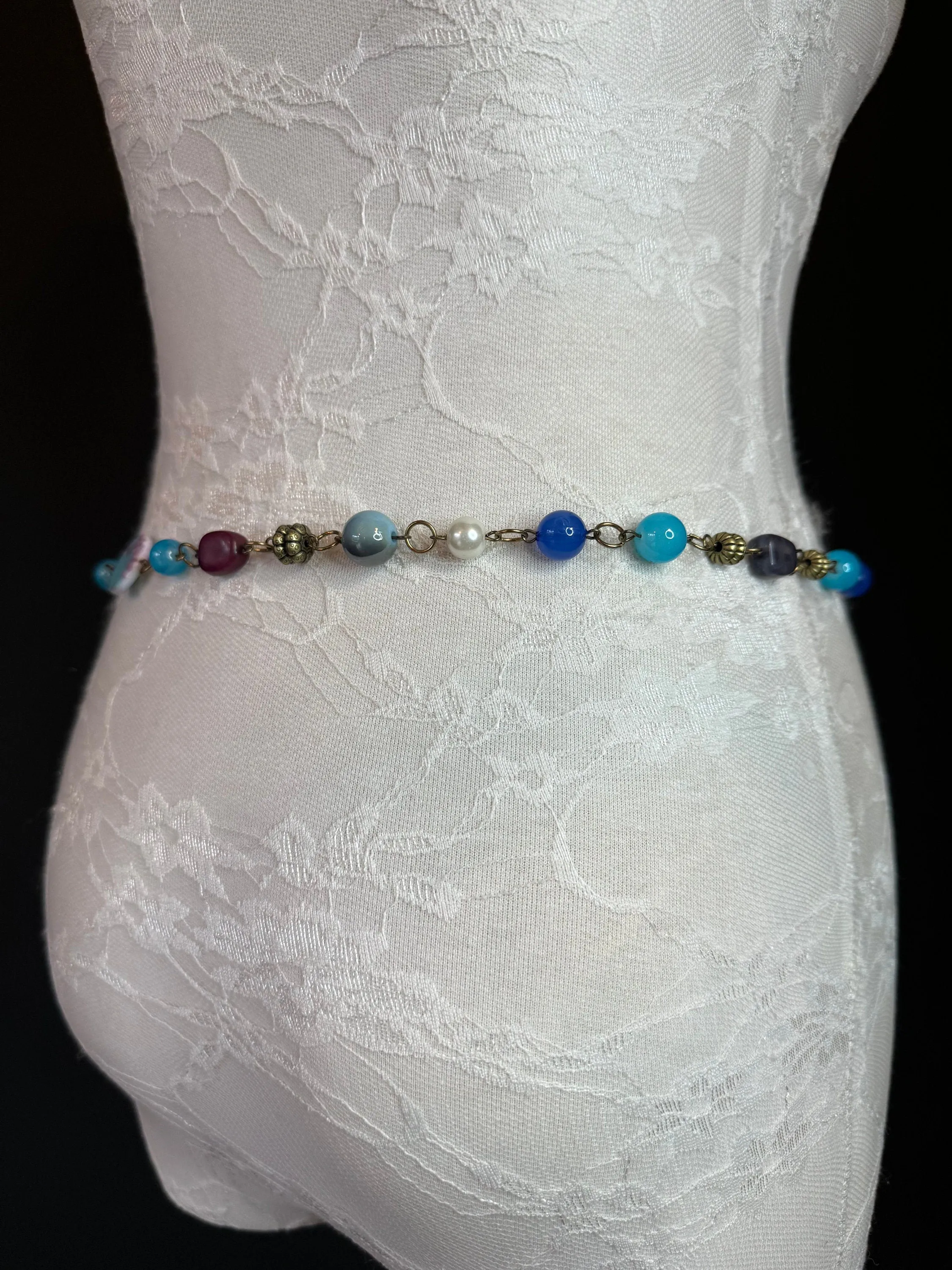 X-long Belt, Beaded Chain Belt, Multi colour Beads, FAB Design Belt, Handmade, Fashion Belt, Accessory, Swimwear, Teen Sizes, XXXXL sizes