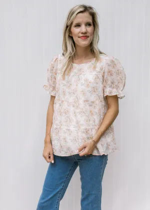 XZ Watercolor Peach Flower Top