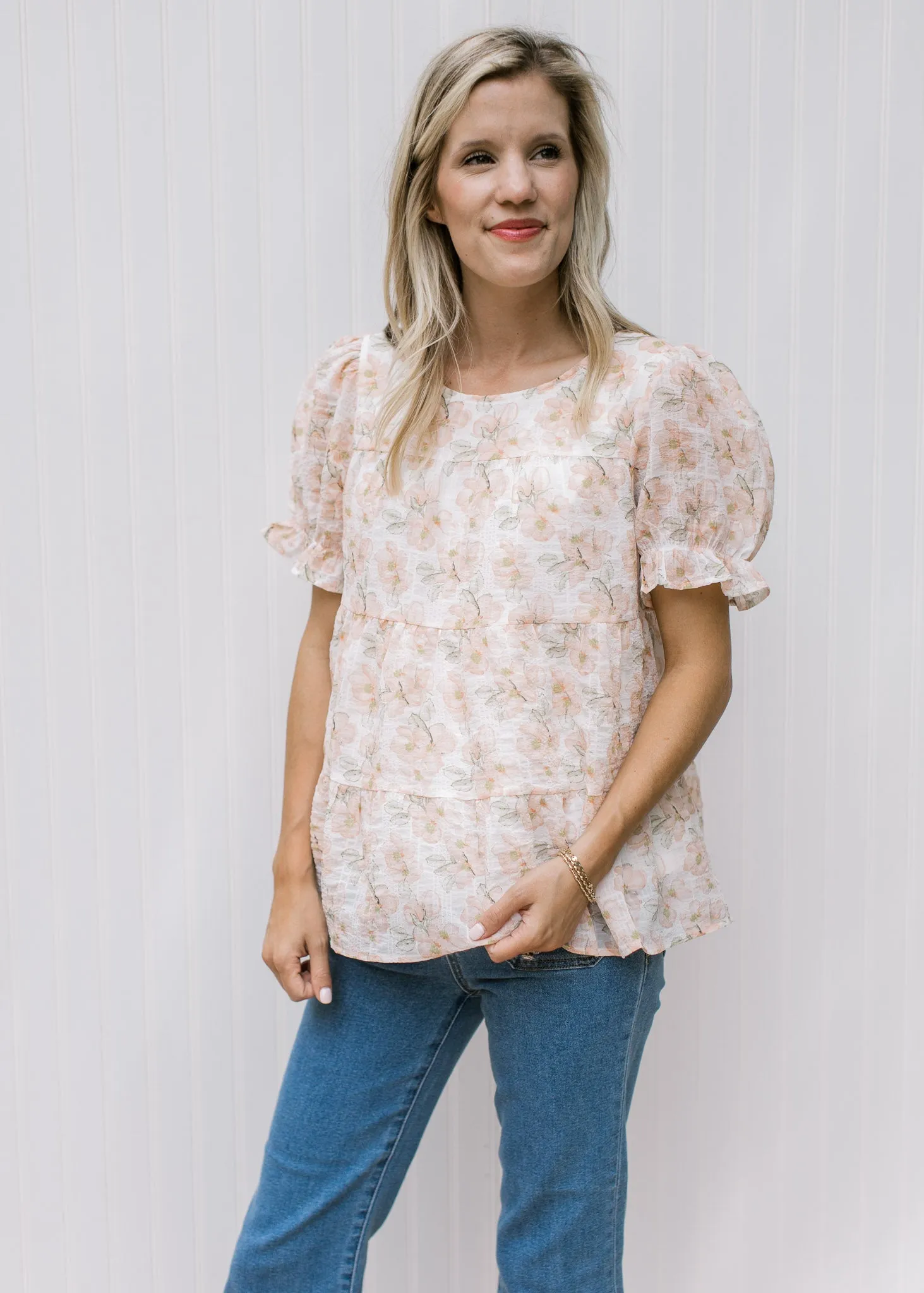 XZ Watercolor Peach Flower Top