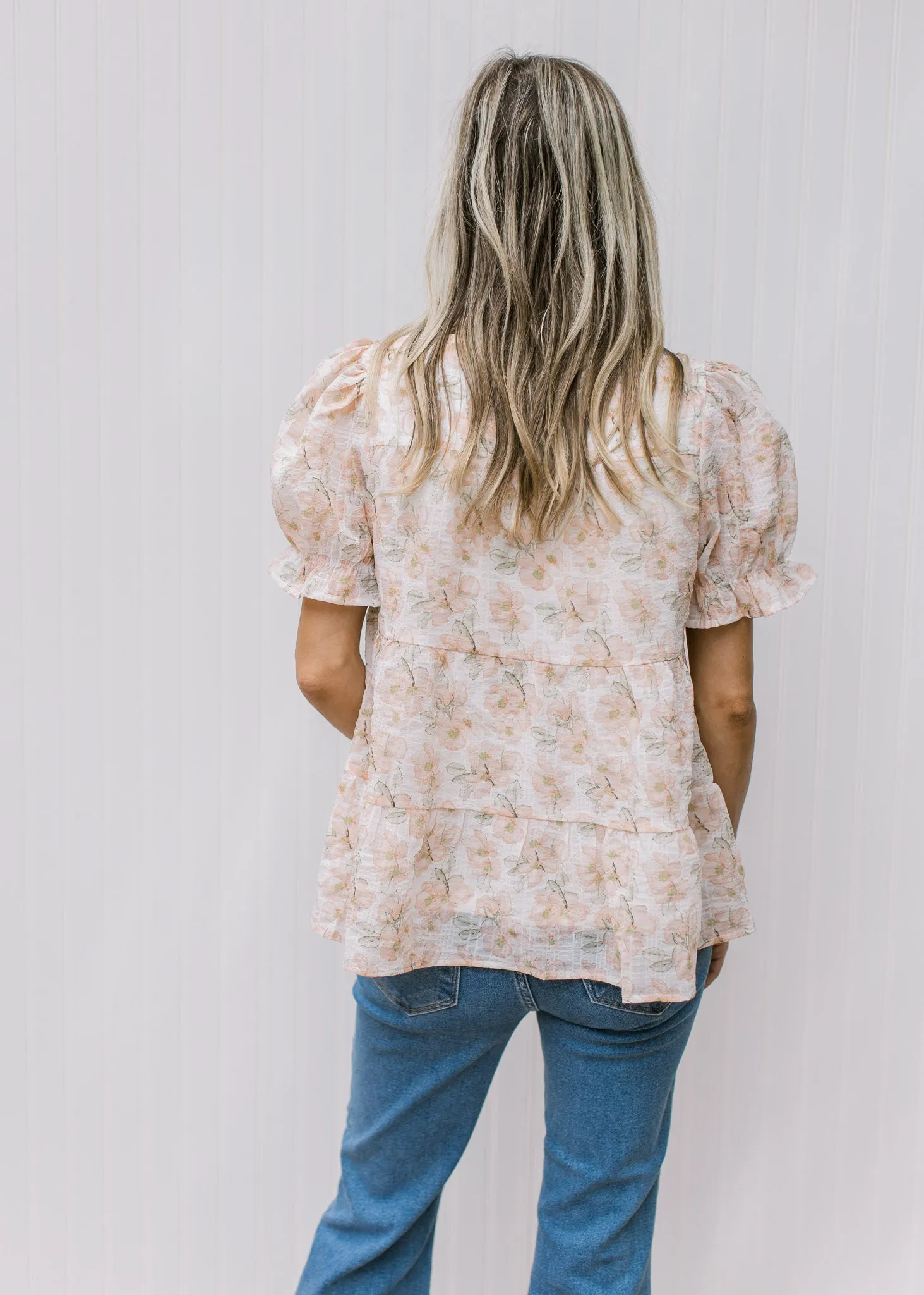 XZ Watercolor Peach Flower Top
