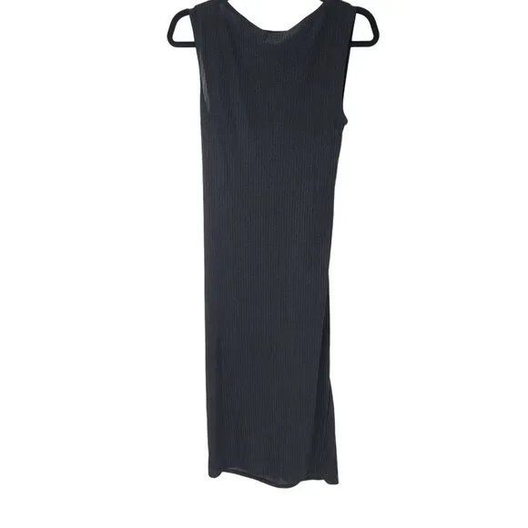 Zara Black Dress Beaded Sleeveless Trafaluc Womens Size Small Runched Maxi
